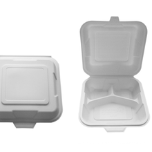 Factory Price Biodegradable Cornstarch 3 Compartment Clamshell Food Box /Disposable Corn Starch Food Container